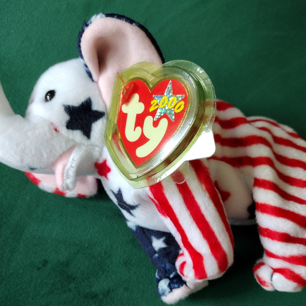 3/$21 Original Retired Ty Beanie Baby Patriotic Elephant Righty 2000